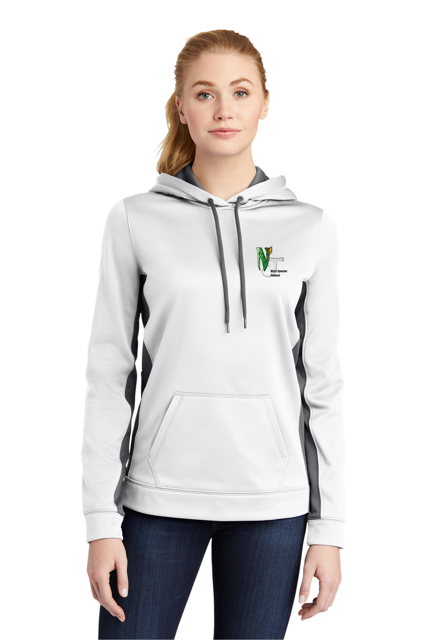 LST235 Sport-Tek® Ladies Sport-Wick® Fleece Colorblock Hooded Pullover