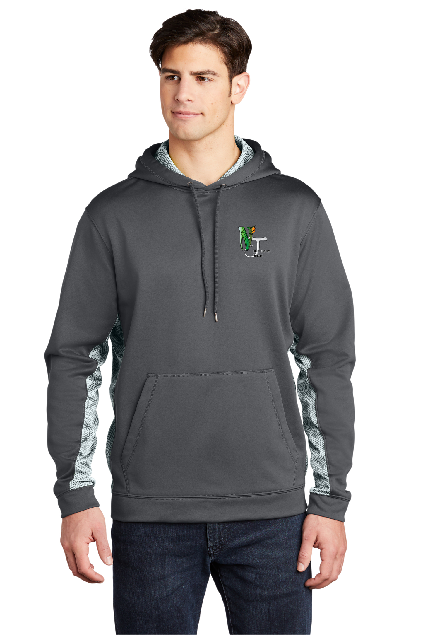 ST239 Sport-Tek® Sport-Wick® CamoHex Fleece Colorblock Hooded Pullover