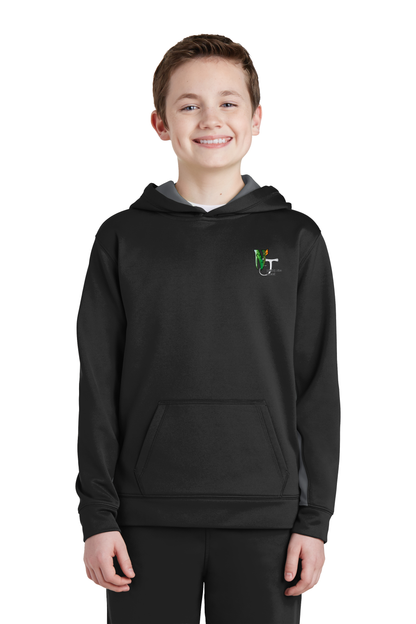 YST235 Sport-Tek® Youth Sport-Wick® Fleece Colorblock Hooded Pullover