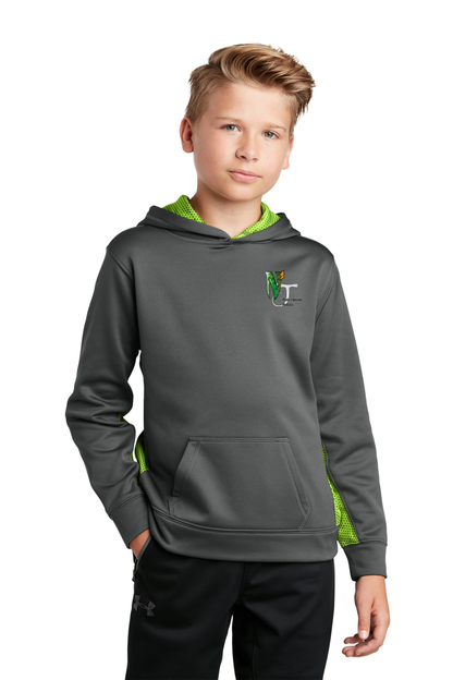 YST239 Sport-Tek® Youth Sport-Wick® CamoHex Fleece Colorblock Hooded Pullover